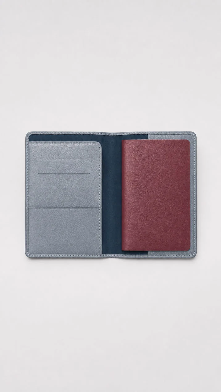 ปกพาสปอร์ตหนังแท้ลายลิ้นจี่ (Leather Passport Holder) – โรงงานรับผลิต OEM Leather Mine