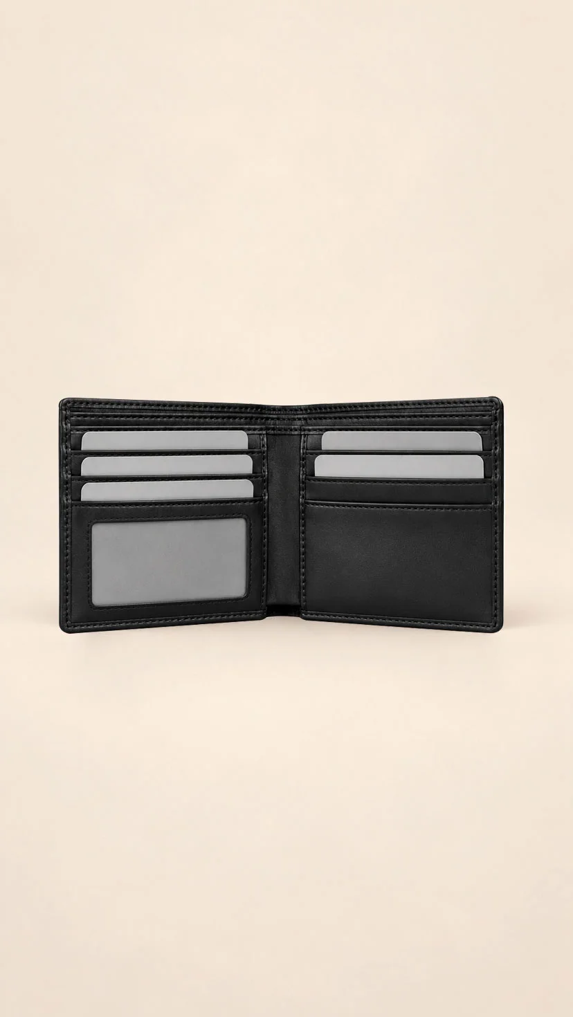 Men’s black genuine stingray leather bifold wallet model 1233