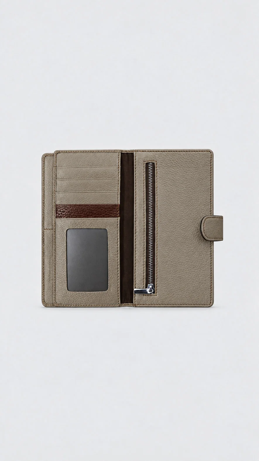 Genuine leather long wallet 2017/1 with ID window and zip pocket