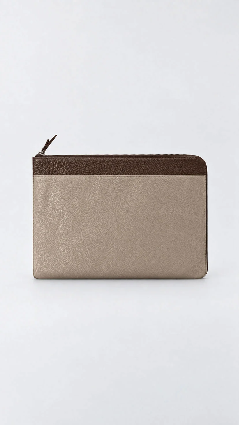 กระเป๋าใส่ Laptop หนังแท้ดีไซน์สองสี | Leather Laptop Sleeve & Notebook Bag