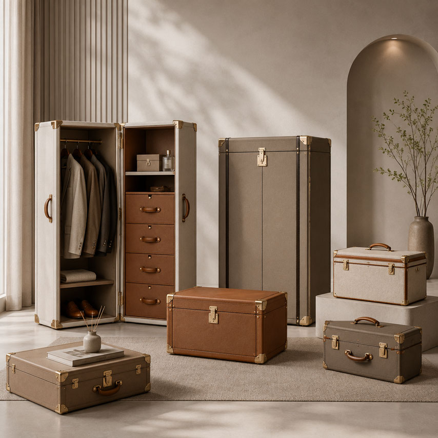 หีบหนัง ตู้หุ้มหนัง (Trunk & Leather Cabinet) งานฝีมือที่เปลี่ยนมุมห้องธรรมดาให้ดูมีเรื่องราว